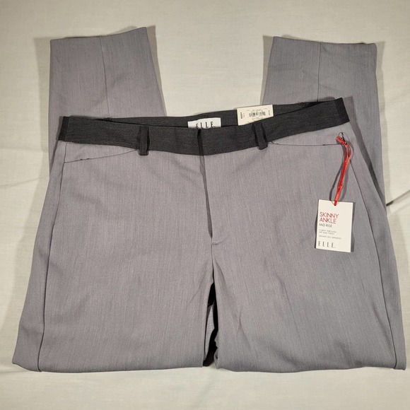 ELLE Pants - NWT*Elle Gray Slacks*Womens 14*Skinny Ankle*Mid Rise